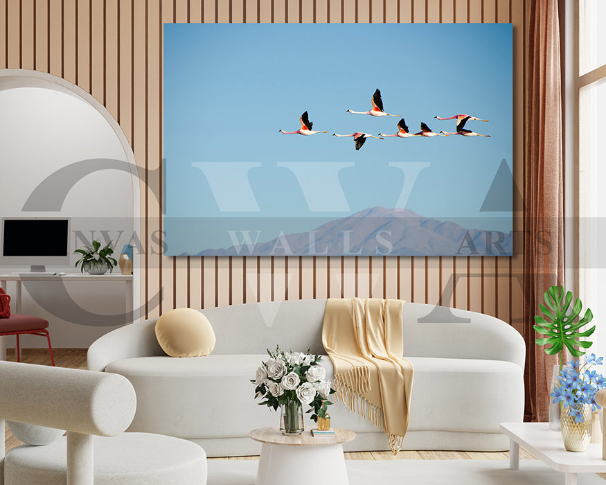 Flying Flamingo Canvas Painting Bird Poster Print