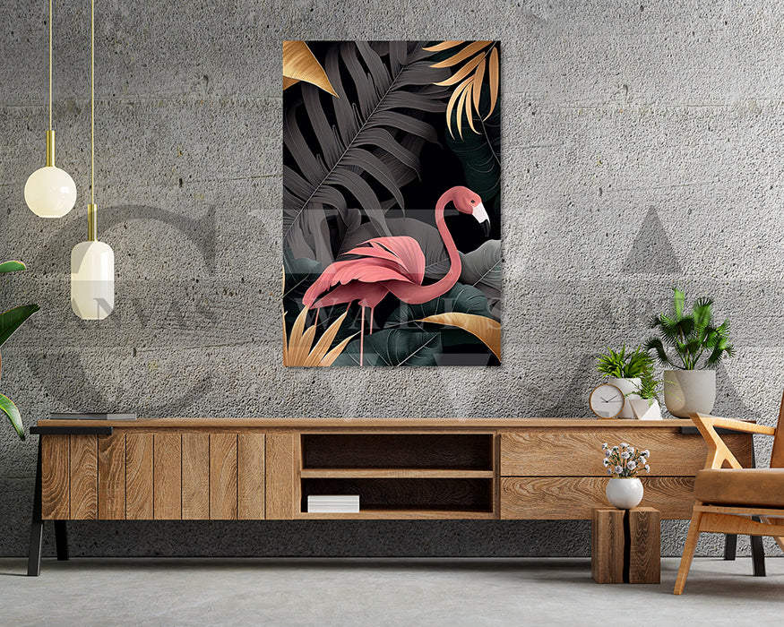 Flamingo Tropical Canvas Wall Art Bird Poster Print