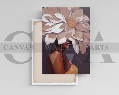 Floral Head Woman Canvas Wall Art