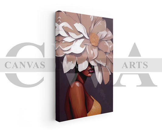 Floral Head Woman Canvas Wall Art