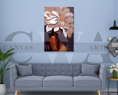 Floral Head Woman Canvas Wall Art