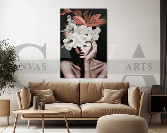 Flower Head Woman Canvas Art