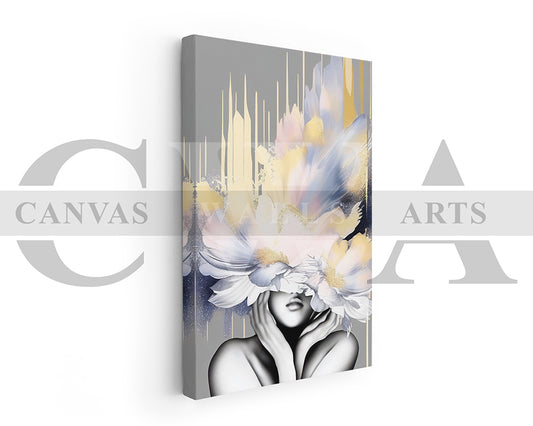 Flower Head Woman Canvas Wall Art Home Decor