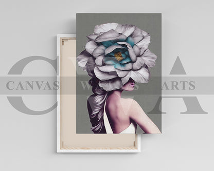 Flower Head Woman Canvas Wall Art
