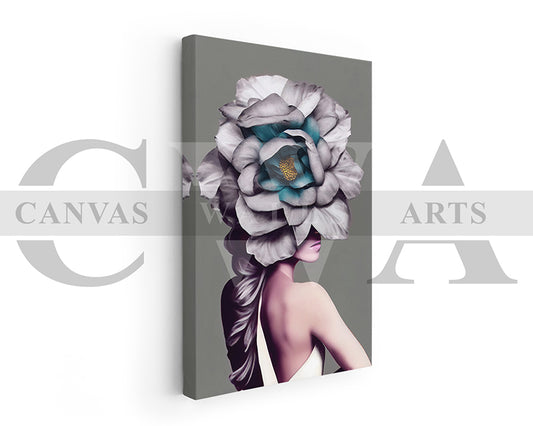 Flower Head Woman Canvas Wall Art