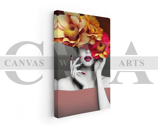 Flower Head Woman Wall Art