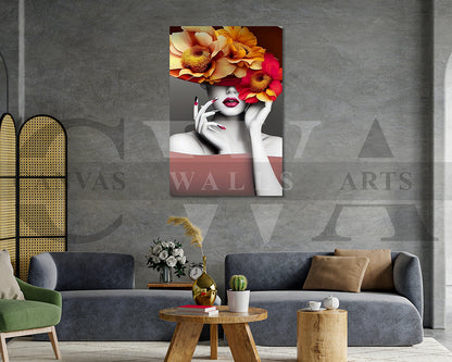 Flower Head Woman Wall Art