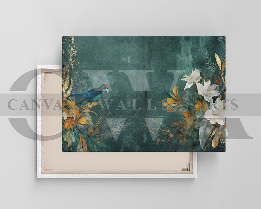 Flowers and Bird Canvas Wall Art