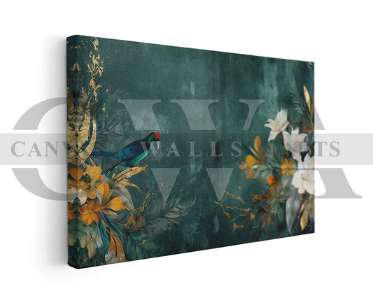 Flowers and Bird Canvas Wall Art