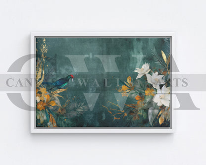 Flowers and Bird Canvas Wall Art