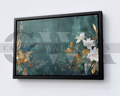 Flowers and Bird Canvas Wall Art