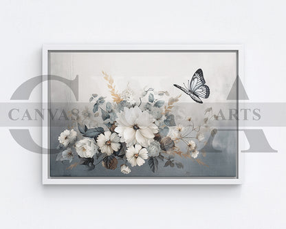 Flowers and Butterfly Canvas Wall Art