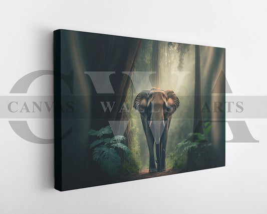 Forest Elephant Canvas Wall Art Animal Poster Print