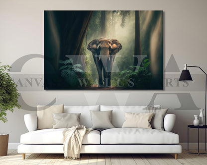 Forest Elephant Canvas Wall Art Animal Poster Print