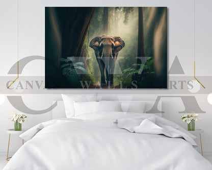 Forest Elephant Canvas Wall Art Animal Poster Print
