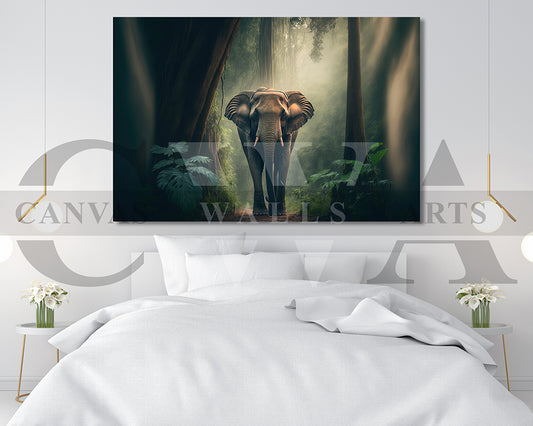 Forest Elephant Canvas Wall Art Animal Poster Print
