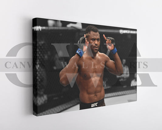 Francis Ngannou Black & White Canvas Art MMA Canvas Wall Art