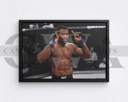 Francis Ngannou Black & White Canvas Art MMA Canvas Wall Art