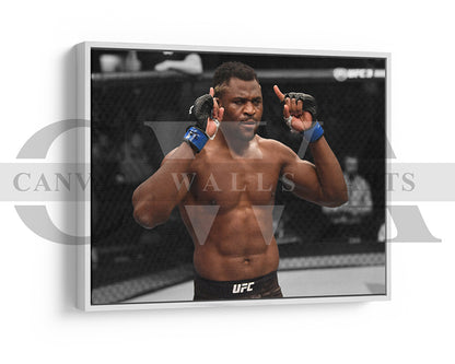 Francis Ngannou Black & White Canvas Art MMA Canvas Wall Art