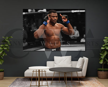 Francis Ngannou Black & White Canvas Art MMA Canvas Wall Art
