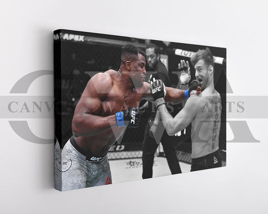 Francis Ngannou Black & White Canvas Art MMA Canvas Wall Art