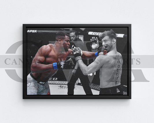 Francis Ngannou Black & White Canvas Art MMA Canvas Wall Art