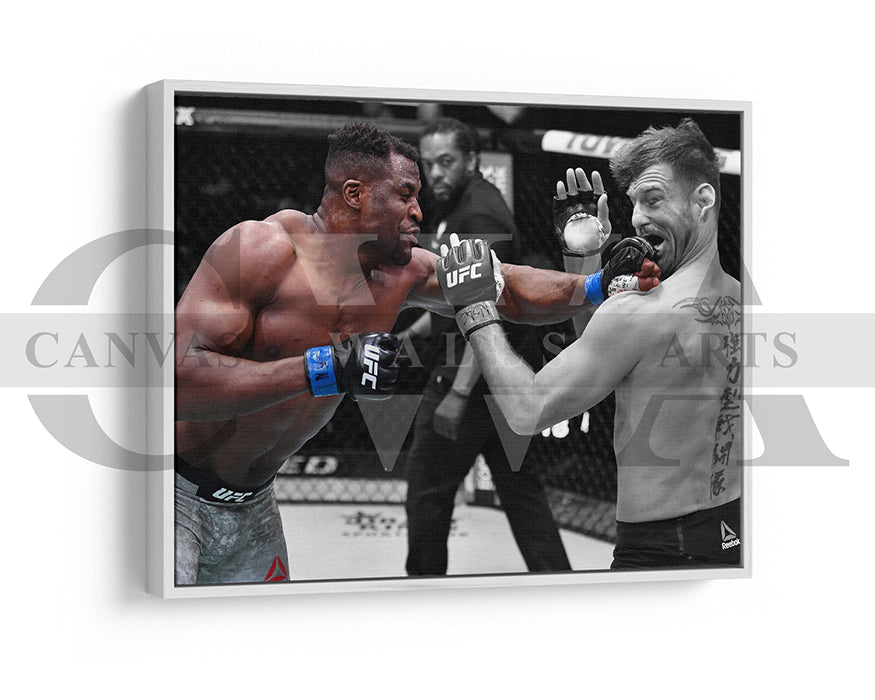 Francis Ngannou Black & White Canvas Art MMA Canvas Wall Art