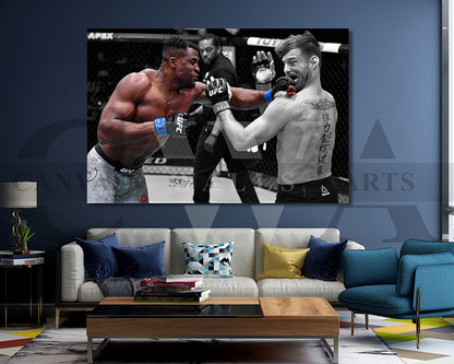 Francis Ngannou Black & White Canvas Art MMA Canvas Wall Art