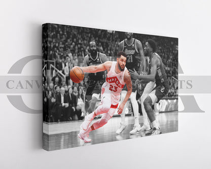 Fred VanVleet Black & White Canvas Art Basketball Canvas Wall Art