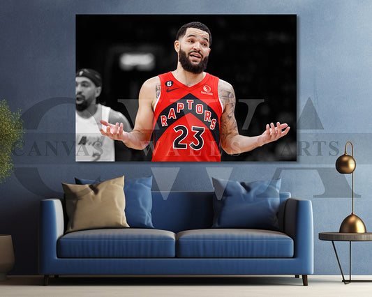 Fred VanVleet Black & White Canvas Art Basketball Canvas Wall Art