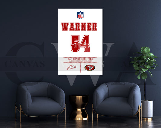 Fred Warner Canvas Wall Art - NFL Jersey Poster | Sports Canvas Wall Decor