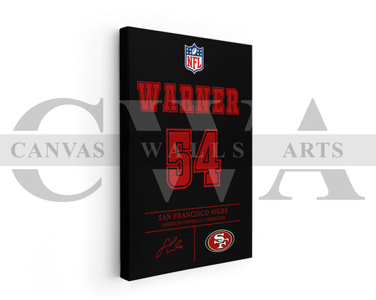 Fred Warner Canvas Wall Art - NFL Jersey Poster | American Football Sports Canvas Wall Art