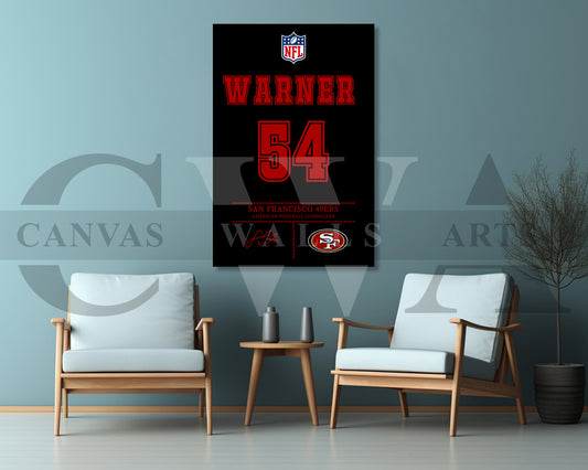 Fred Warner Canvas Wall Art - NFL Jersey Poster | American Football Sports Canvas Wall Art