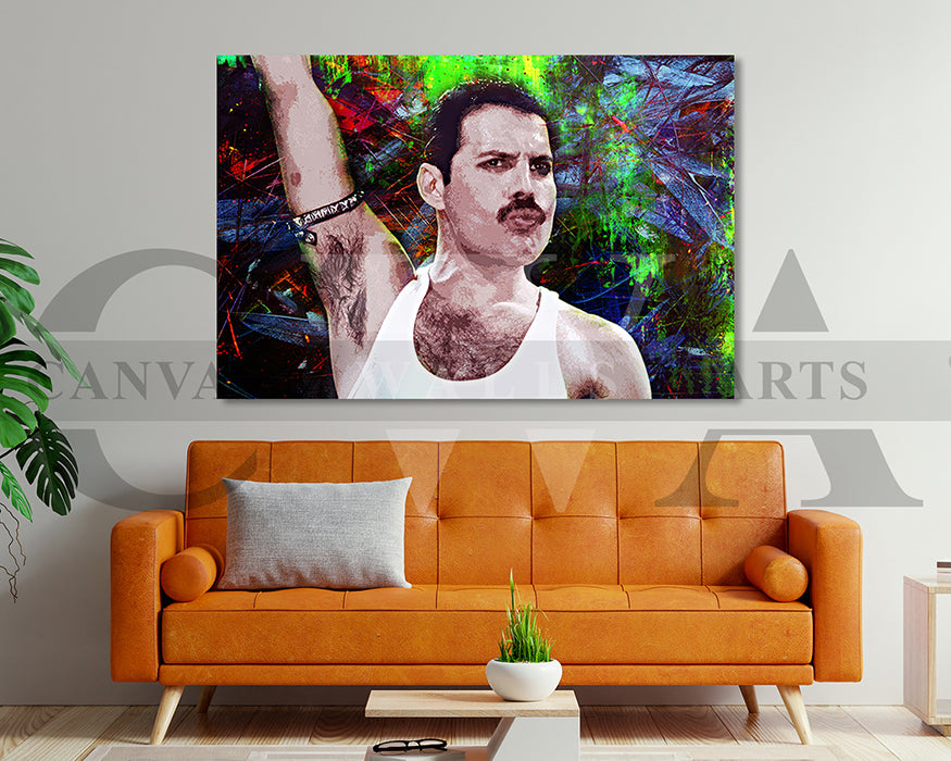 Freddie Mercury Canvas Wall Art Abstract Music Poster Print