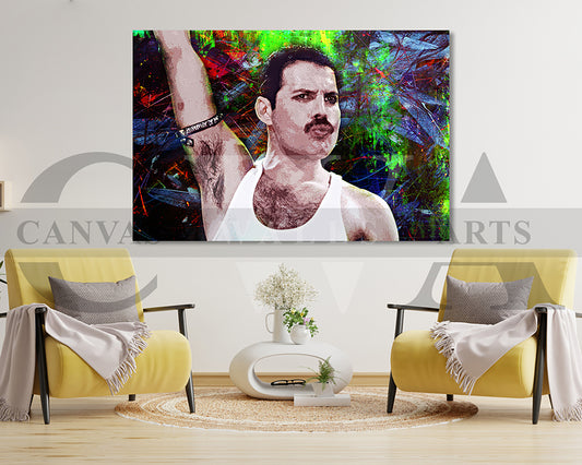 Freddie Mercury Canvas Wall Art Abstract Music Poster Print