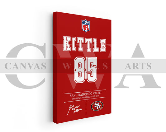 George Kittle Canvas Wall Art - NFL Jersey Poster | American Football Sports Canvas Wall Art