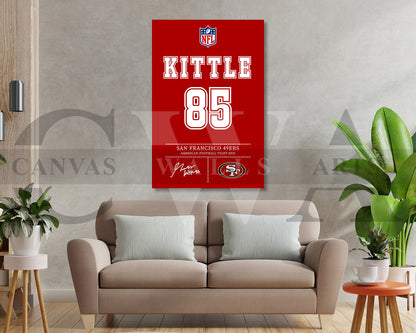 George Kittle Canvas Wall Art - NFL Jersey Poster | American Football Sports Canvas Wall Art