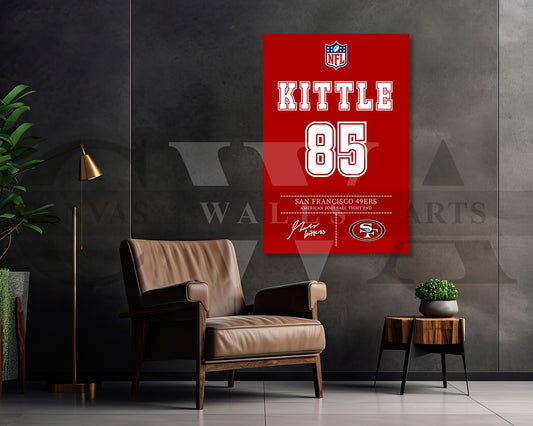 George Kittle Canvas Wall Art - NFL Jersey Poster | American Football Sports Canvas Wall Art