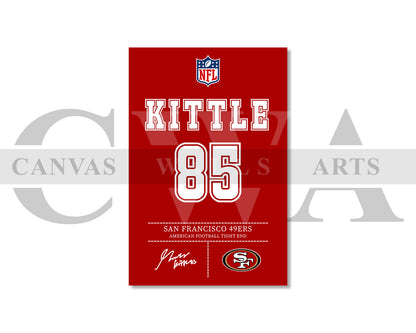 George Kittle Canvas Wall Art - NFL Jersey Poster | American Football Sports Canvas Wall Art