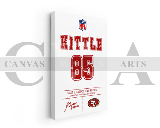 George Kittle Canvas Wall Art NFL Jersey Poster Sports Canvas Wall Art