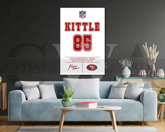 George Kittle Canvas Wall Art NFL Jersey Poster Sports Canvas Wall Art