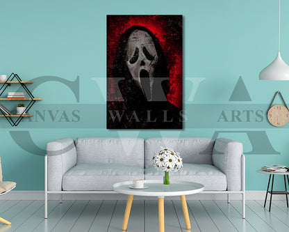 Ghost Face Mask Canvas Wall Art Abstract Movie Poster