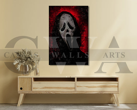 Ghost Face Mask Canvas Wall Art Abstract Movie Poster