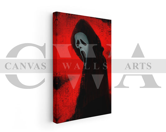 Ghost Face Mask Canvas Wall Art Abstract Movie Poster
