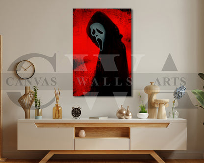 Ghost Face Mask Canvas Wall Art Abstract Movie Poster