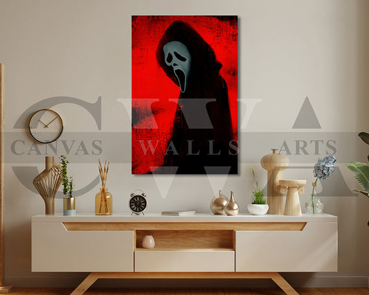 Ghost Face Mask Canvas Wall Art Abstract Movie Poster