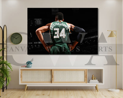 Giannis Antetokounmpo Black & White Canvas Art Basketball Canvas Wall Art