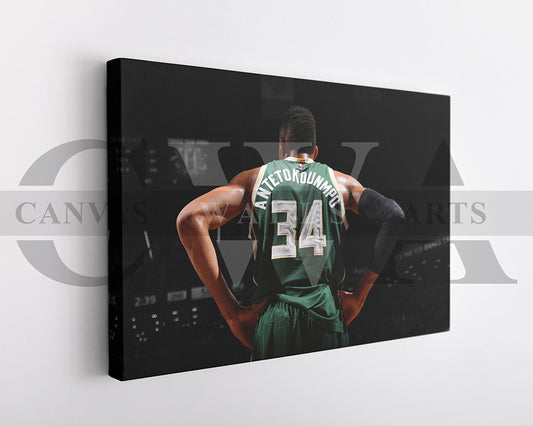 Giannis Antetokounmpo Black & White Canvas Art Basketball Canvas Wall Art