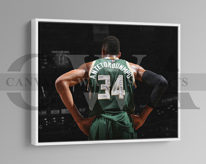 Giannis Antetokounmpo Black & White Canvas Art Basketball Canvas Wall Art