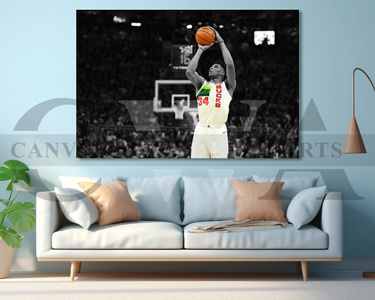 Giannis Antetokounmpo Black & White Canvas Art Basketball Canvas Wall Art